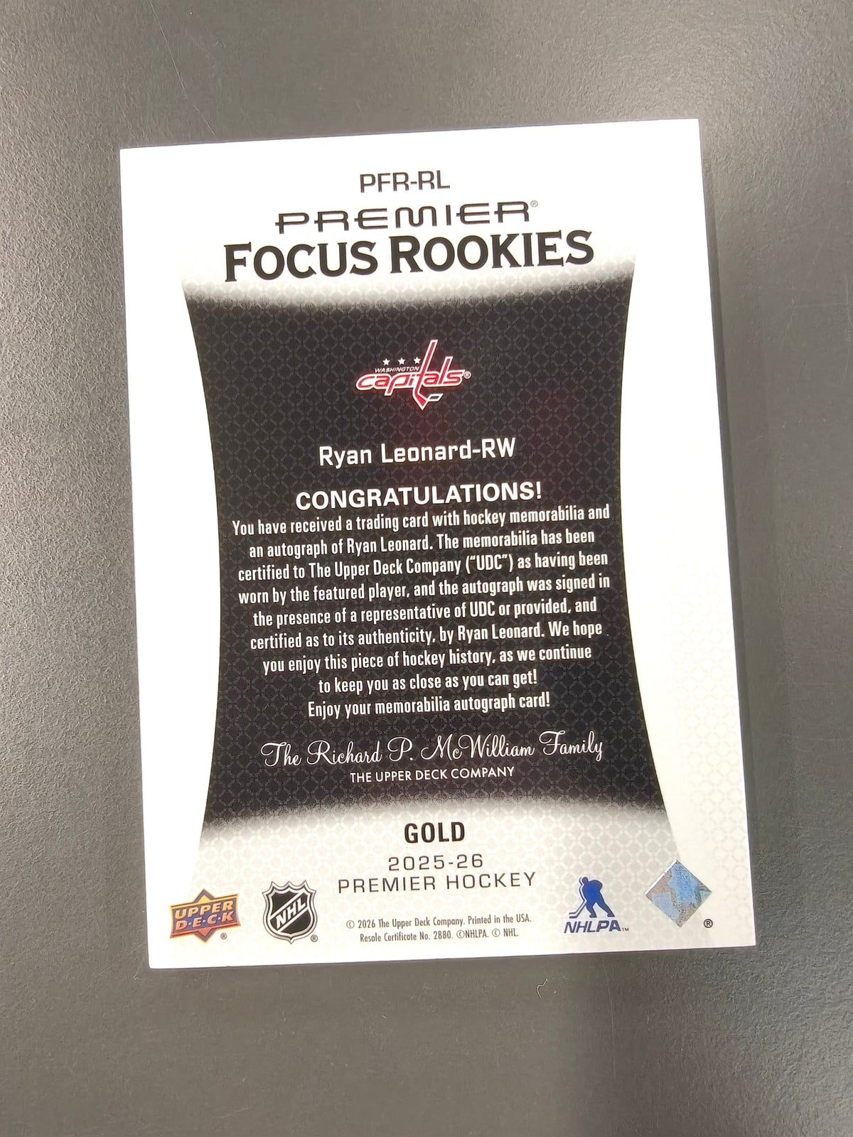Ryan Leonard - Premier Focus Rookies #06/10