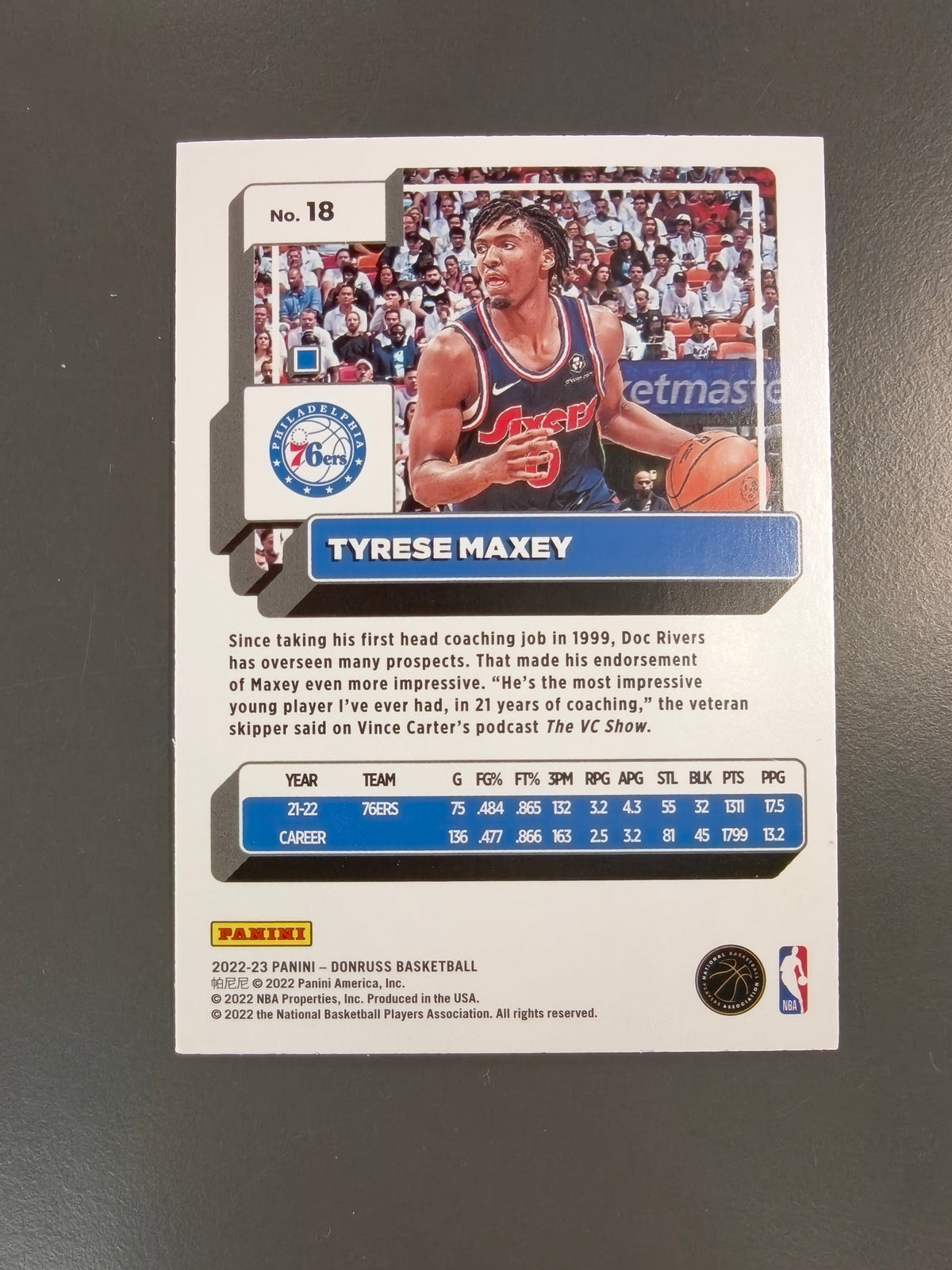 Tyrese Maxey NBA no.18