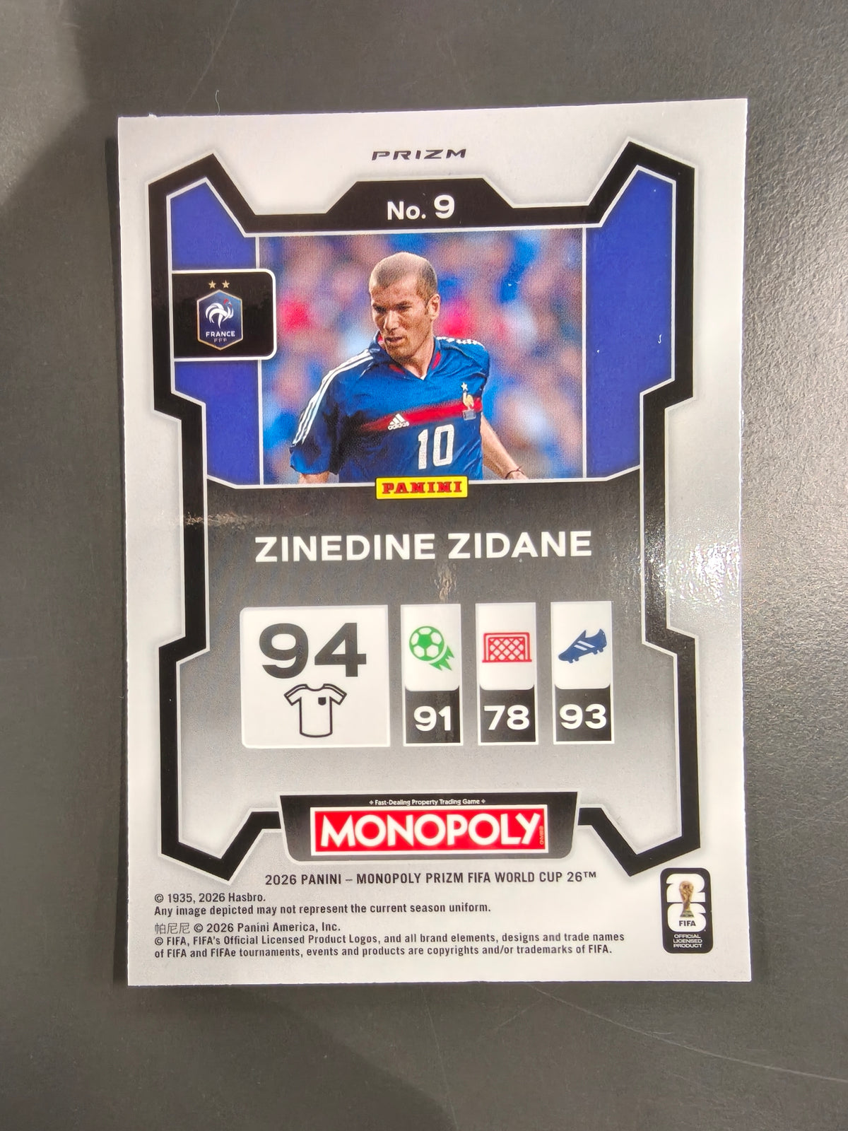 Zinedine Zidane Soccer No.9