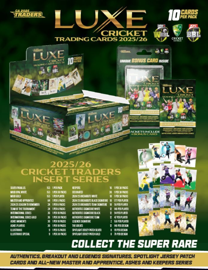 Cricket – 2025/26 Luxe Hobby Trading Cards (Display of 30)