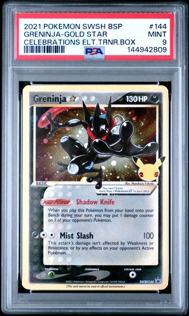 #144 Greninja Celebrations ETB Promo - PSA 9 (Swirl)